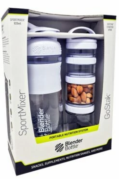 BlenderBottle Combo Pak Sportmixer Shaker Und Gostak Starter 4Pak Bianco