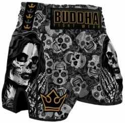 Buddha Pantalon Muay Thai Kick Boxing European Black Mexican Style Nero