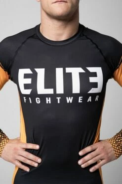 Elite Fightwear Orange Long Rashguard Nero-Arancione