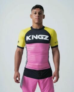 Kingz Retro S/S Rashguard Nero-Rosa