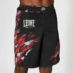 Leone 1947 Neo Camo MMA Shorts Nero-Rosso