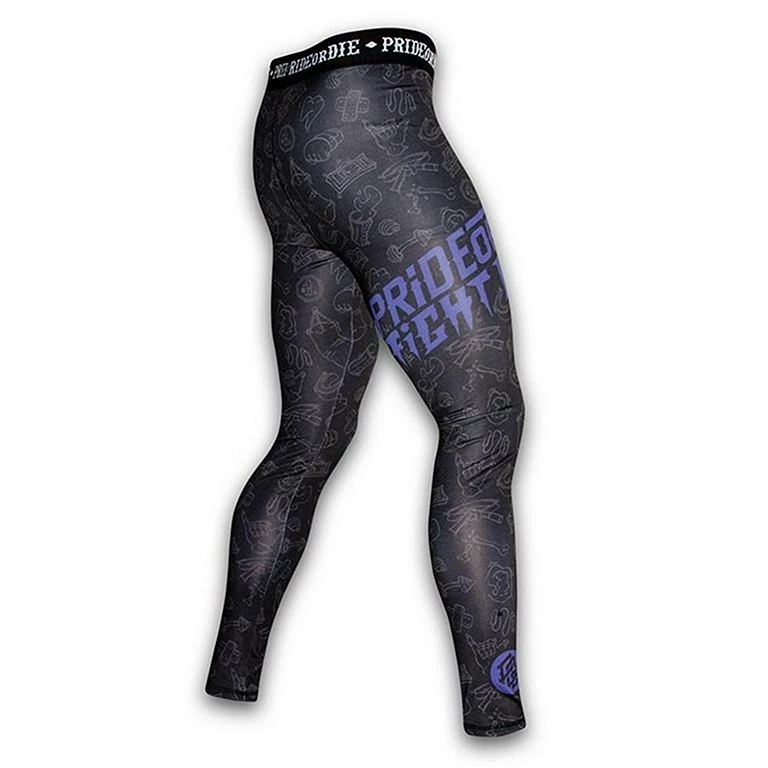 Pride Or Die Fight Life Compression Pants Nero-Viola - immagine 2