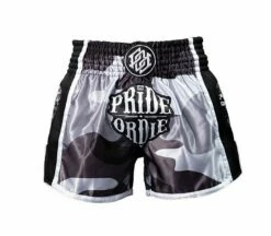 Pride Or Die Reckless Urban Camo Muay Thai Shorts Nero-Bianco