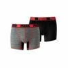 Puma Active Boxer Grizzly 2 Boxers Pack Nero-Rosso