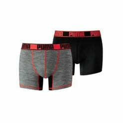 Puma Active Boxer Grizzly 2 Boxers Pack Nero-Rosso