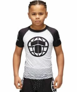 Tatami Kids Shockwave Short Sleeve Rash Guard Bianco-Nero