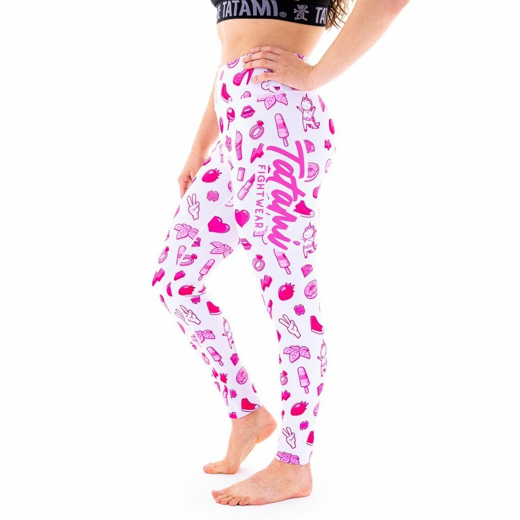 Tatami Ladies Diamond Leggings Bianco-Rosa