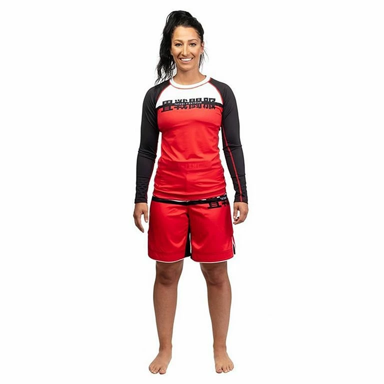 Tatami Ladies Super Grappling Shorts Bianco-Rosso - immagine 7