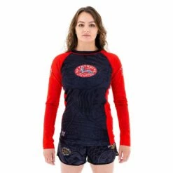 Tatami Ladies Takedown Tiger Eco Tech Recycled Rash Guard Nero-Rosso