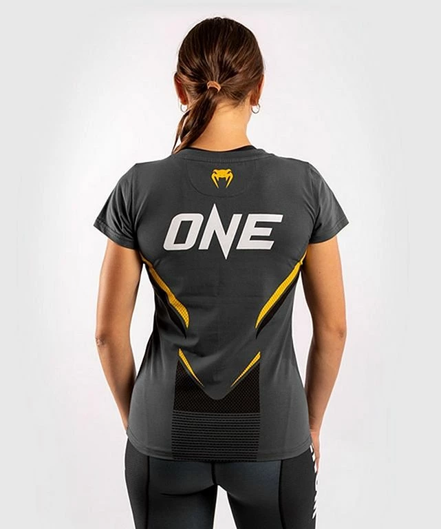 Venum ONE FC Impact Women Tshirt Grigio-Giallo - immagine 2