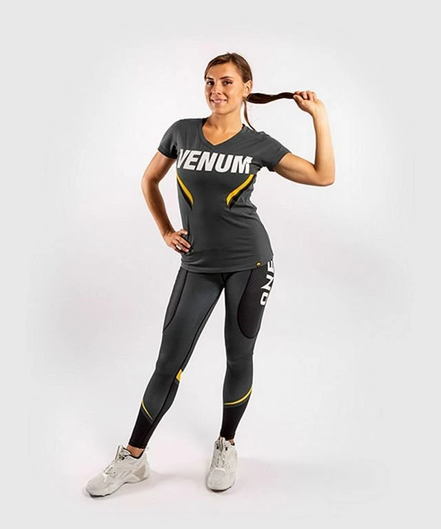 Venum ONE FC Impact Women Tshirt Grigio-Giallo - immagine 7
