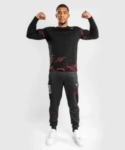 Venum UFC Authentic Fight Week 2.0 T-Shirt Long Sleeves Nero-Rosso
