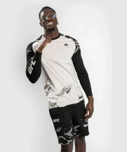 Venum UFC Authentic Fight Week 2.0 T-Shirt Long Sleeves Bianco-Nero